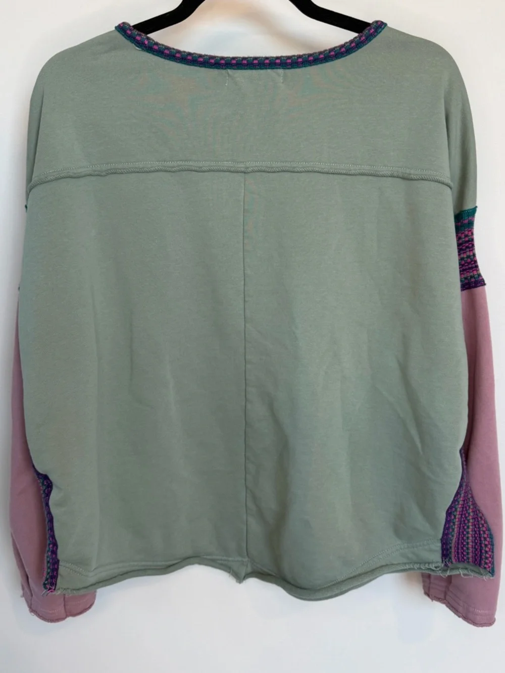 Natural Life Sweatshirt Knit Trim L / XL Sage, Purple Sweater Pullover - Picture 3 of 7